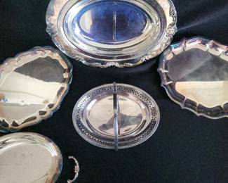 PPE032 -Vintage Silver-Plate Serving Dishes 