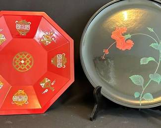 PPE299- Korean Lacquer Ware And Signed Goodbye Lacquer Ware Plate