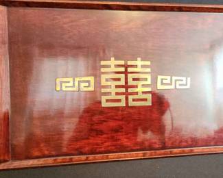 PPE178 - Vintage Korean Serving Tray With Metal Inlays 