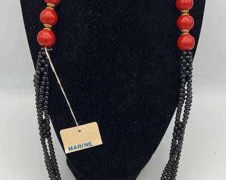 PPE413-30” Onyx & Lacquer Beaded Necklace