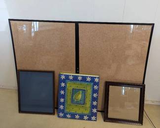 PPE134Vintage Cork Board, Picture Frame, and a Scrap Book
