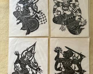 PPE315 Set of four Vintage Buddhist Silhouette Cut Outs 