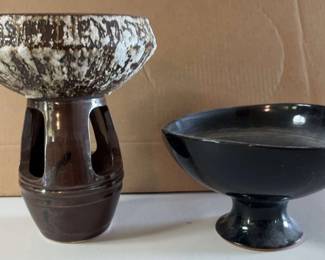 PPE273 Two Unique Ceramic/Pottery Vessels - Contrasting Styles & Glazes