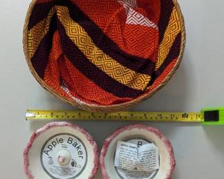 PPE061 Two Apple Baker Dish and Woven bowl