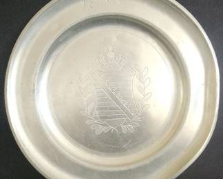 PPE035 - Collectible 1833 Coat of Arms Pewter? Plate
