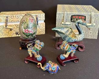 PPE310- Cloisonne And Enamel Animal Lot