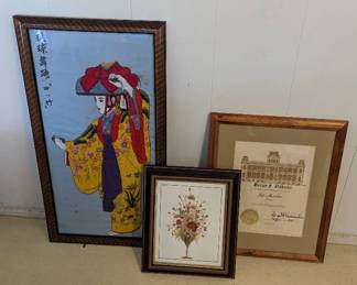 PPE137 Vintage Embroidered Geisha Girl, Flower Portrait, 