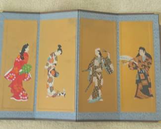 PPE231 Vintage Miniature 4 Panel Samuri Geisha