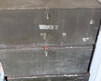 PPE337 Three Military Trunk Foot Lockers 