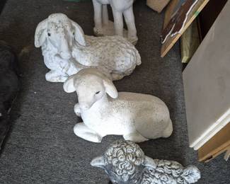 Concrete lamb and sheep