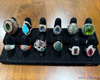 Heidi Daus Multi Stone Ring, Sterling Semi Precious Stone Ring and Jade Rings