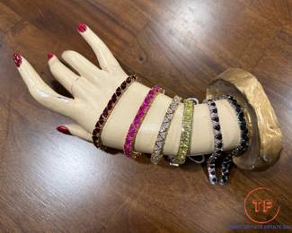 Sterling Silver Tennis Bracelets with Accenting Stones