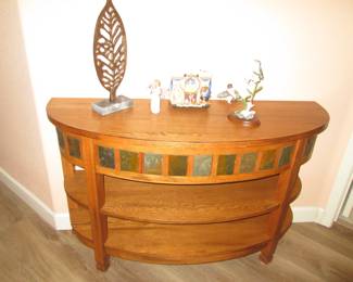 1/2 Moon Console Table, Tile Inlays, 48" X 17"