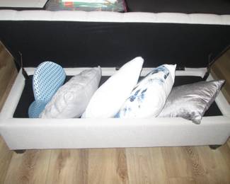 Storage Bench, Tufted Upholstered Seating, 50" X 19"