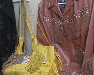 3-Leather & Suede Pouch-Style Purses, Fringed & Beaded