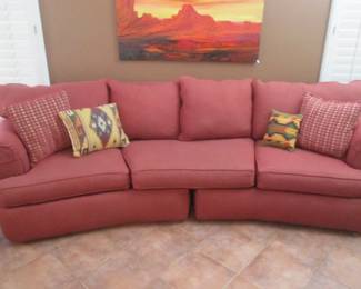 Curved Sofa, 116" X 45" & Matching Ottoman on Wheels, Includes 2-Large Throw Pillows