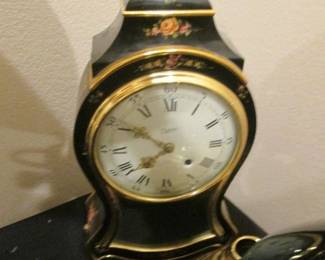 "Azura" Clock, Cobalt Blue, Gold Trim, Swiss