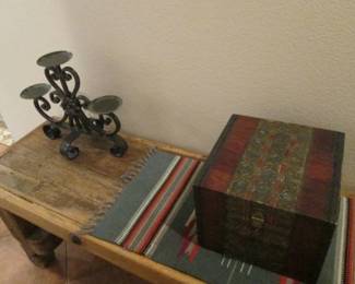 Wood & Metal Overlay Box on Woven Textile