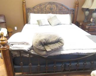 King-Size Bed, 4-Post Design with Metal Head & Foot Boards + Rails, 62" High