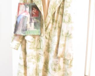 Ladies Patterned Coat, "Victoria To Caress The Land" Storybook Prints of Finely Made Toiles de Jouy