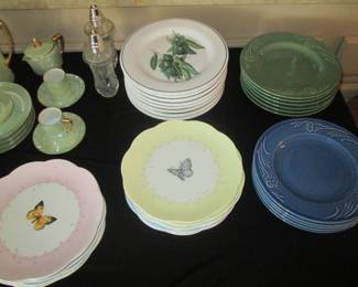Lenox "Butterfly Meadow" Plates Lenox "Poppies Rainbow Blue" & "Poppies Rainbow Green" Plates Williams Sonoma Pea Pod Plates