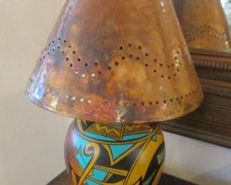 Pierced Shade & Southwest Native-American Style Lamp