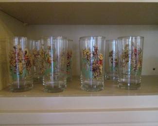 Set of 8 Glass, Cowboy, Rodeo Theme