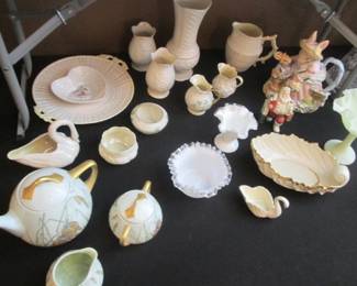 Belleek Creamer/Sugar, Beatriz Potter, Lenox Swans & Bowl. 3-Piece Tea Set By KPM Germany