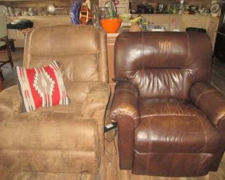Suede Recliner + Electric Leather Recliner