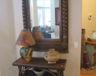 "Barley Twist" Wall-Hung Mirror, 40" X 60" Adirondack Twig Table