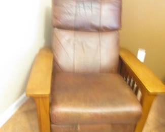 Mission Style Leather Recliner