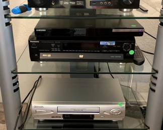 Yamaha subwoofer -yst-fsw150, Panasonic vhs, Panasonic dvd-cv36, Dvd-cd 5 disc player, Pioneer vsx-819h receiver 
