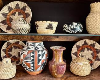 Native American pottery and baskets