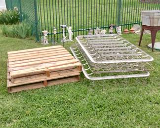 Wood Pallets, Sturdy Metal Springs (they make great trellises for plans)