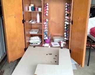Wood Sewing Table Cabinet