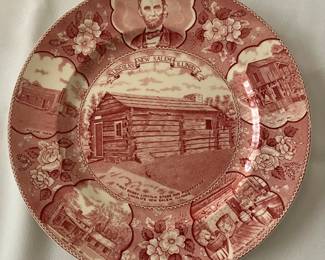 Staffordshire Old English Lincoln's New Salem Illinois Plate