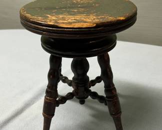 Antique Wooden Doll Piano Stool