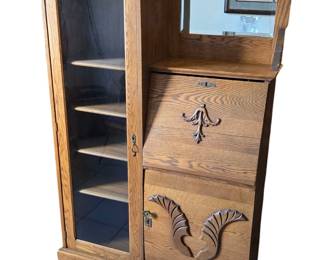 Cameron Booth Owned Antique Oak Secretary Desk Cabinet
