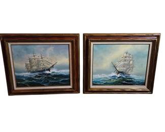 Original Ship Paintings Signed Martin
