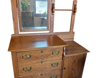 Antique Oak Dresser with Mirror Dry Sink

