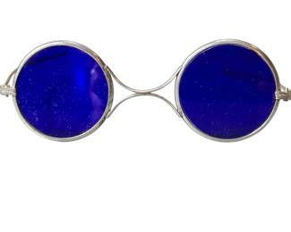 Pair Antique Cobalt Blue Welding Glasses