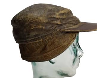 1950s Lee Genuine Leather Cap Hat Fur Lined
