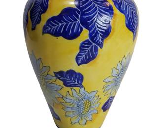 Vintage Chinese Porcelain Sunflower Vase Signed
