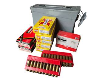 Boxes of ammunition.  .300   .308   .45  .44   8mm Mauser   20 gauge SHotgun shells Etc