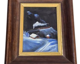 Original Russ Porter Railroad Train Painting
