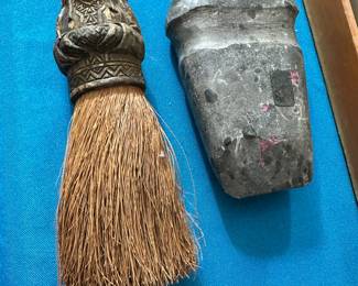 Vintage Indian stone tool hatchet and brush