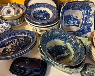Vintage flow blue dishes 
