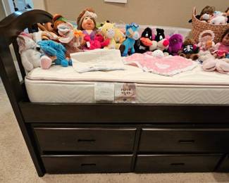 Twin bed with pull out drawers, matching baby bedroom furniture 