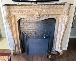 Louis XV style fireplace with Black Onyx Marble