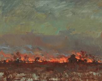 120
Sergei Bongart
1918-1985
Fiery sunset
Oil on Masonite
Signed lower right: Sergei Bongart
Sight: 19.375" H x 25.375" W
Estimate: $600 - $800